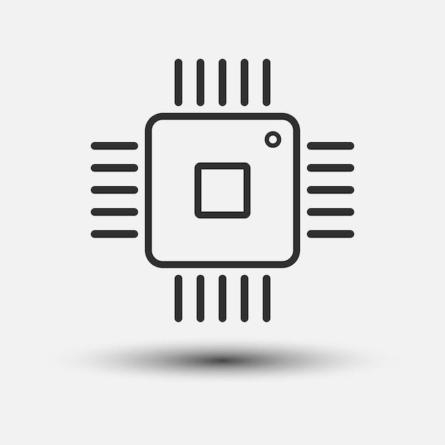 Vecteur icône de microprocesseur d'ordinateur isolé sur fond blanc illustration vectorielle