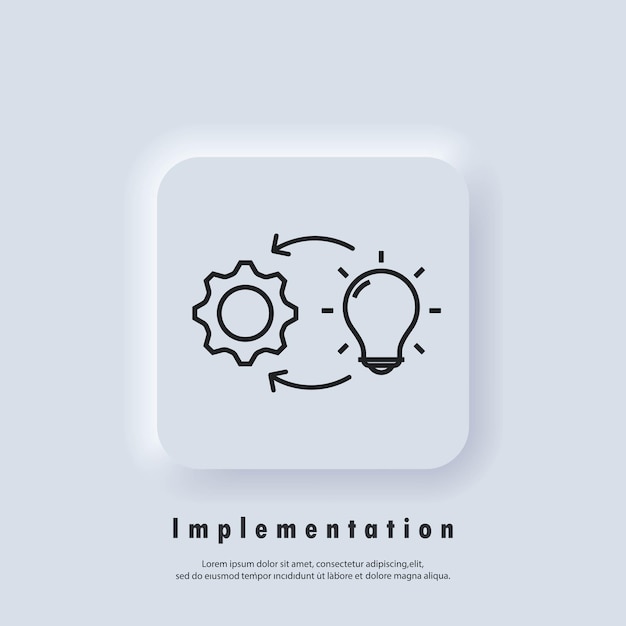 Icône De Mise En œuvre. Icône De Processus. Créature, Introduction, Mise En œuvre Du Projet. Vecteur Eps 10. Icône De L'interface Utilisateur. Bouton Web De L'interface Utilisateur Blanc Neumorphic Ui Ux. Neumorphisme