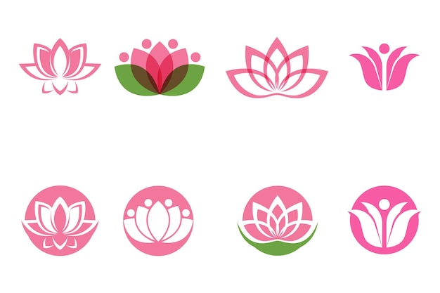 Icône De Modèle De Logo De Conception De Fleurs De Lotus De Vecteur De Beauté