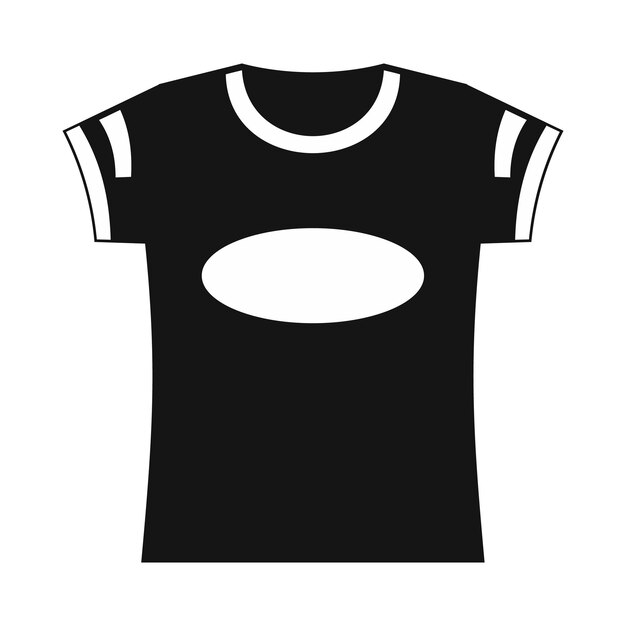 Vecteur icône de modèle de t-shirt noir dans un style simple sur fond blanc