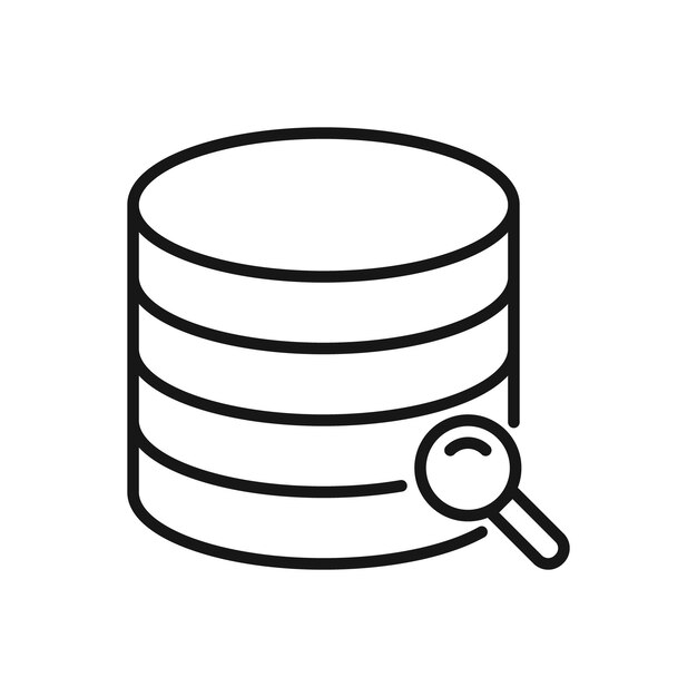 Icône modifiable de la base de données de recherche Illustration vectorielle isolée sur fond blanc à l'aide d'un site Web de présentation ou d'un mobile