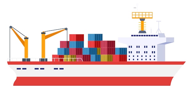 Vecteur icône de navire cargo transport de fret mondial maritime