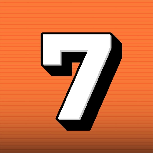Icône No. 7 stylée en noir et blanc avec un fond orange personnalisable