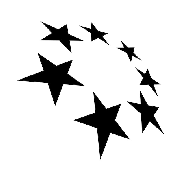 Icône Noire Abstraite D'étoiles En Perspective Sur Un Fond Blanc