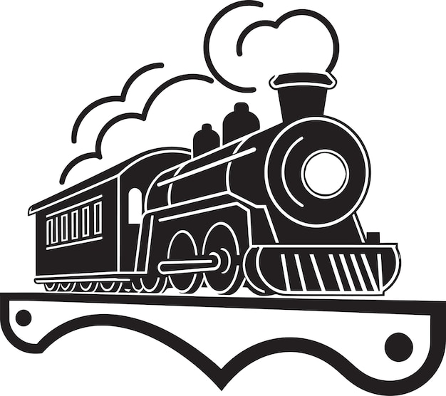 Vecteur icône noire de la gloire de la locomotive à vapeur charme du chemin de fer des années passées vector de conception noire