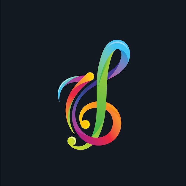 Vecteur icône de note de clé de sol et de croche colorée pour la conception vectorielle de musique et d'applications musicales