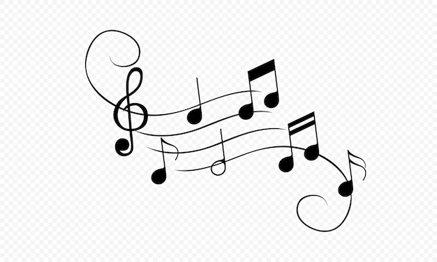 Icône de notes de musique ornementale en noir. Du son. Vecteur sur fond blanc isolé. EPS 10.