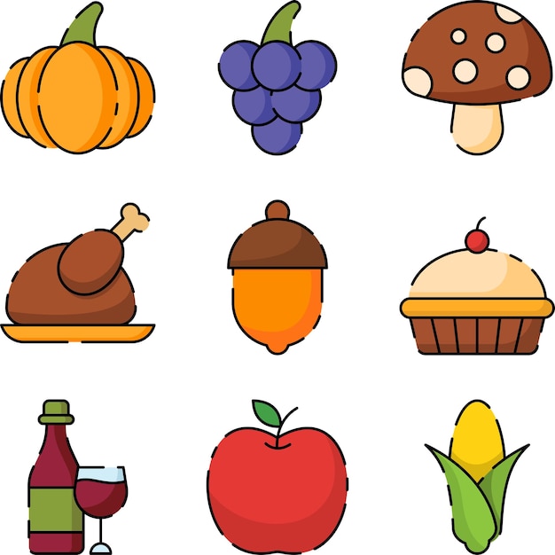 Icône de nourriture de Thanksgiving pour le dîner en famille