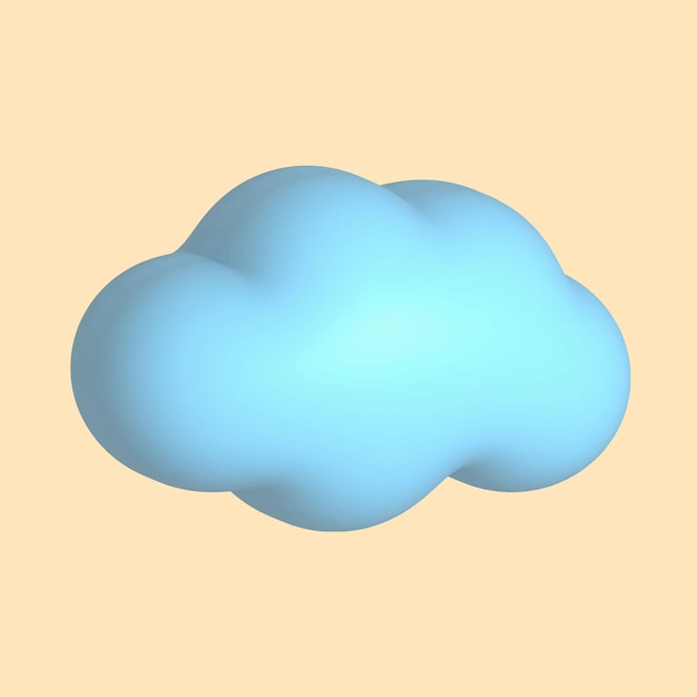 Icône de nuage 3d bleu isolé sur fond beige illustration vectorielle de forme géométrique 3d