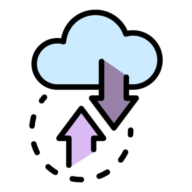 Vecteur icône de nuage de données de changement d'api contour icône de vecteur de nuage de données de changement d'api pour la conception web isolée sur fond blanc couleur plate