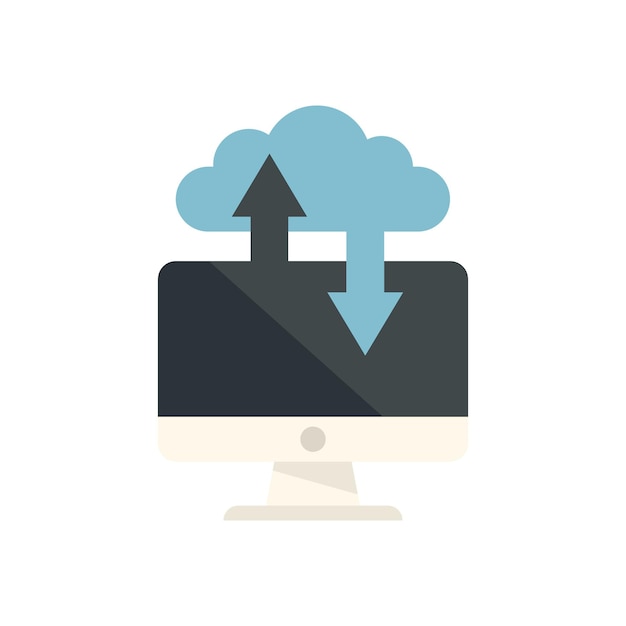 Icône De Nuage De Données Pc Distant Illustration Plate De L'icône De Vecteur De Nuage De Données Pc Distant Isolé Sur Fond Blanc
