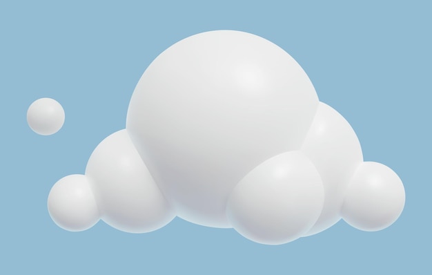 D icône de nuage en plastique réaliste en trois dimensions dessin animé mignon illustration de jouet de nuage blanc
