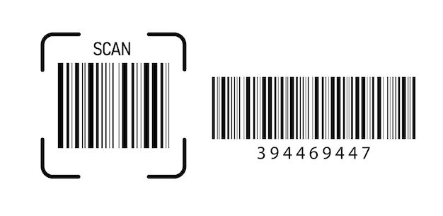 Icône de numérisation de code à barres Lentille linéaire de numérotation de codes à barres Icône vectorielle