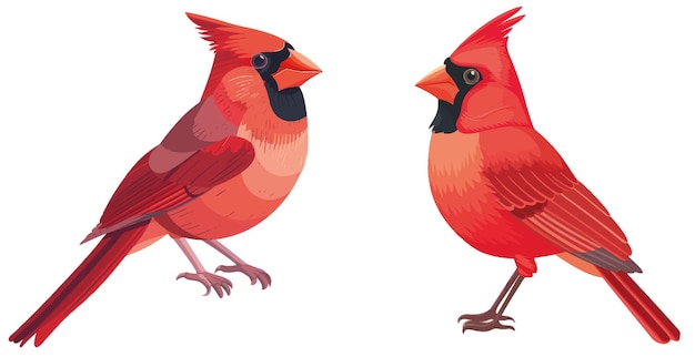 Vecteur icône d'oiseau de dessin animé coloré cardinal
