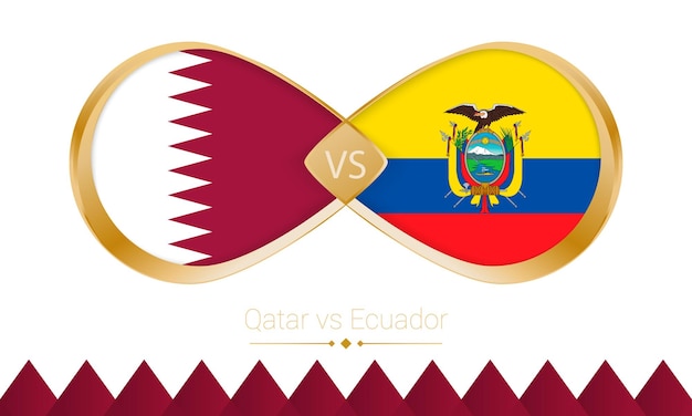 Icône En Or Du Qatar Contre L'équateur Pour Le Match De Football 2022