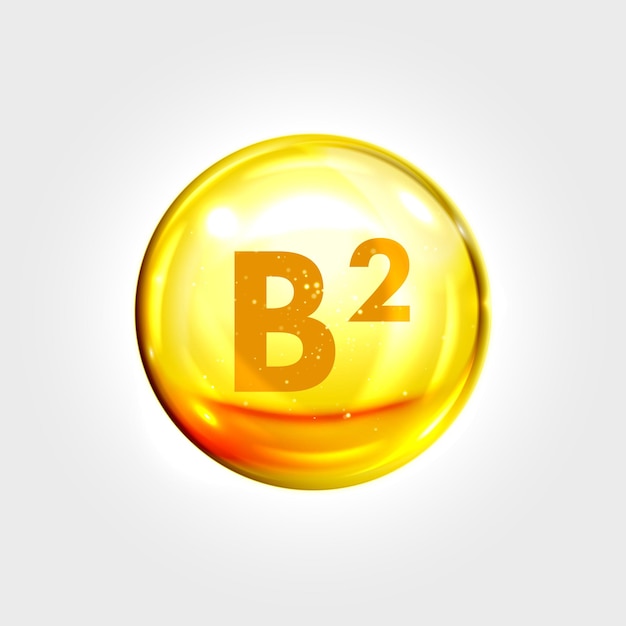 Vecteur icône d'or de vitamine b2 apsule de pilule de riboflavine