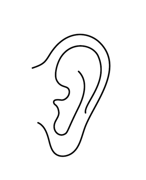 Vecteur icône de l'oreille mince dans le style de ligne plate à la mode isolée sur fond blanc symbole pour le logo de conception du site web