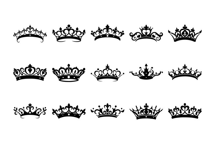Vecteur icône de l'ornement du roi et de la reine de la couronne illustration vectorielle rétro vintage