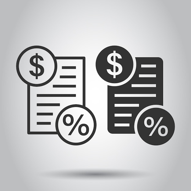 Vecteur icône de paiement d'impôt en style plat illustration vectorielle de facture budgétaire sur fond blanc isolé conception d'entreprise du document de calcul