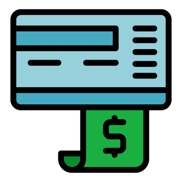 Icône de paiement en ligne contour vectoriel Crédit financier Contrat d'argent couleur plate