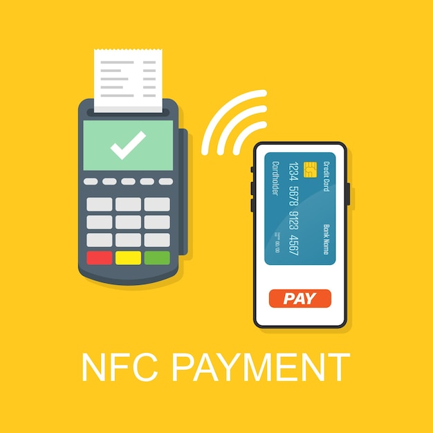 Icône de paiement mobile dans un style plat Illustration vectorielle d'achats en ligne sur fond isolé Concept d'entreprise de signe de paiement NFC