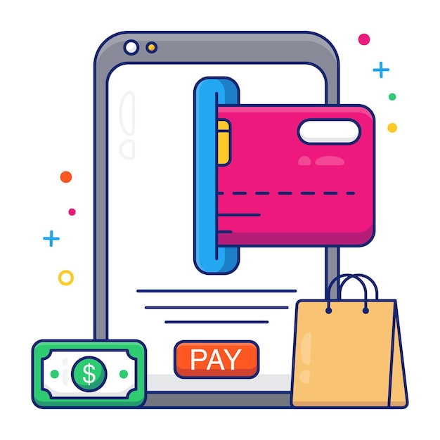 Icône de paiement par carte mobile dans un design vectoriel à la mode