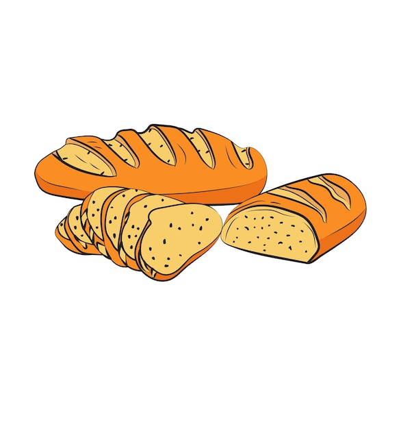 Icône De Pain Baguette Contour Rétro Dessinée à La Main