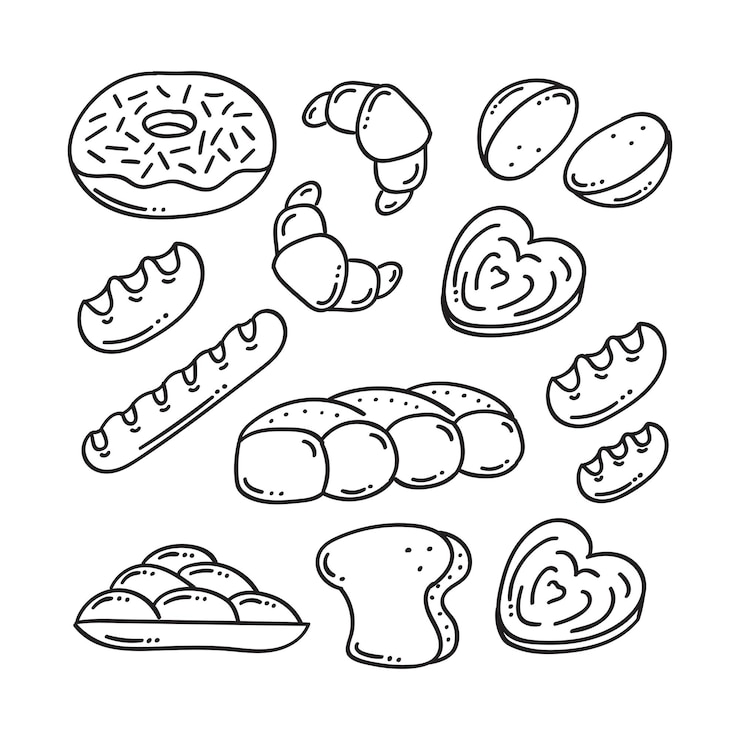 Vecteur icône de pain ou de boulangerie dessiné à la main