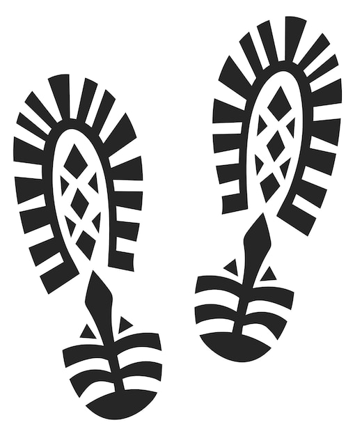 Vecteur icône de paire de pas humains impression de marque de chaussure noire