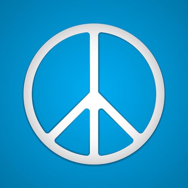 Icône de paix blanche isolée sur fond bleu Signe du logo du Pacifique Symbole hippie de la paix Élément de conception pour l'entreprise anti-guerre Illustration vectorielle EPS10