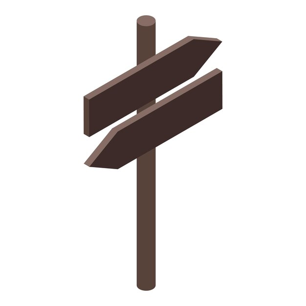 Vecteur icône de panneau de signalisation en bois isométrique de l'icône vectorielle de panneau de signalisation en bois pour la conception de sites web isolée sur fond blanc