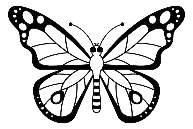 Icône De Papillon Noir Avec De Belles Ailes Insecte Mignon