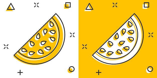 Icône De Pastèque De Dessin Animé Dans Le Style Comique Pictogramme D'illustration De Signe De Fruits Mûrs Juteux Concept D'entreprise D'éclaboussure De Dessert