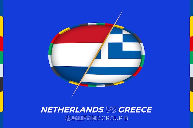 Icône Pays-bas Vs Grèce Pour Le Groupe B De Qualification Du Tournoi Européen De Football