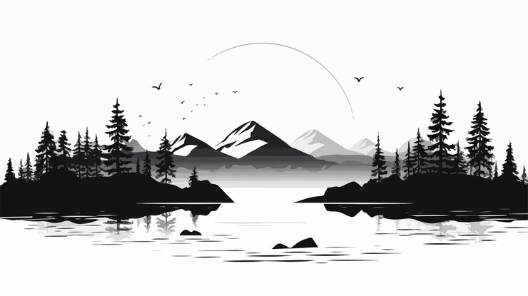 Icône de paysage vectoriel noir