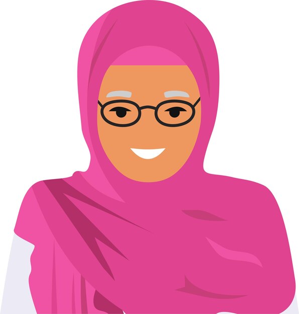 Icône de personnage de vieille femme arabe dans un style plat. Illustration vectorielle