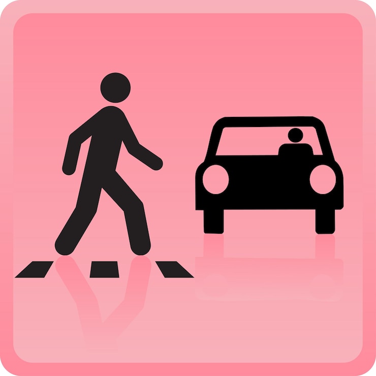 Vecteur l'icône la personne traverse la route et la voiture la laisse tomber