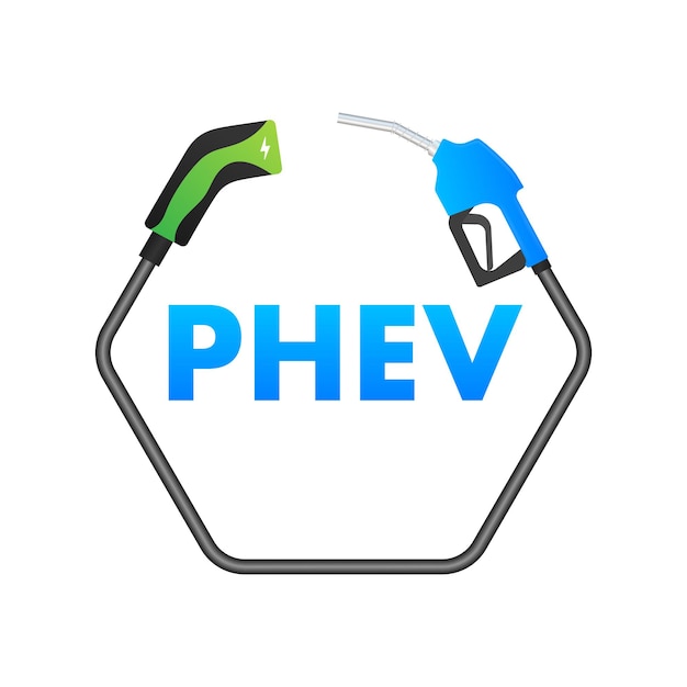 Icône Phev Plugin Véhicule électrique Hybride énergie électrique Et Moteur à Carburant Illustration Vectorielle