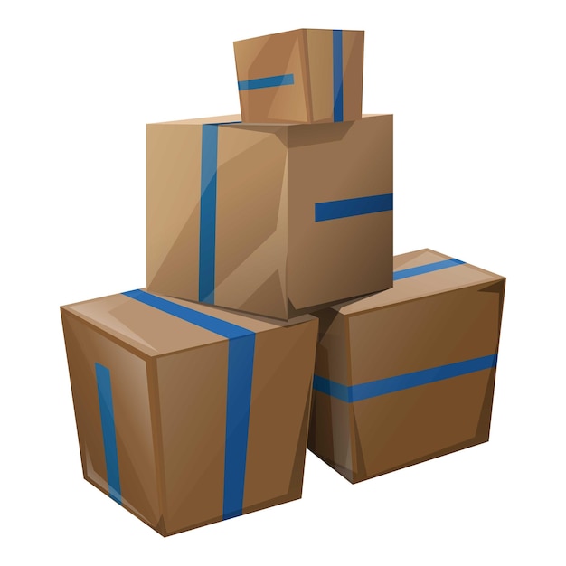 Icône de pile de colis vecteur de dessin animé Sac postal Personne postale