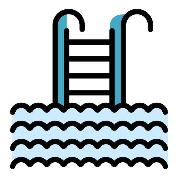 Vecteur icône de piscine d'hôtel contour icône de vecteur de piscine d'hôtel pour la conception de web isolée sur fond blanc couleur plate