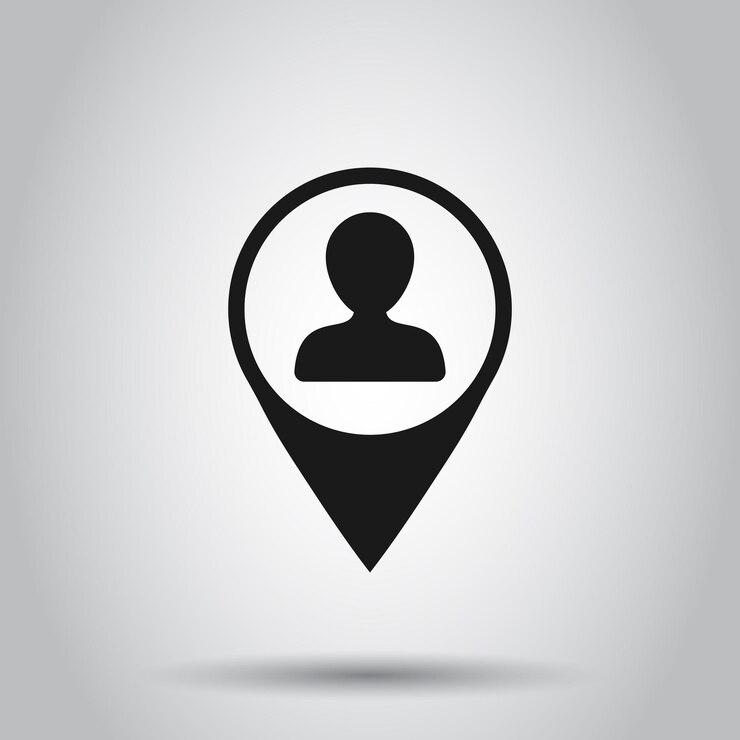 Vecteur icône de placement en style plat illustration vectorielle de personnes sur un arrière-plan isolé concept d'entreprise de navigation