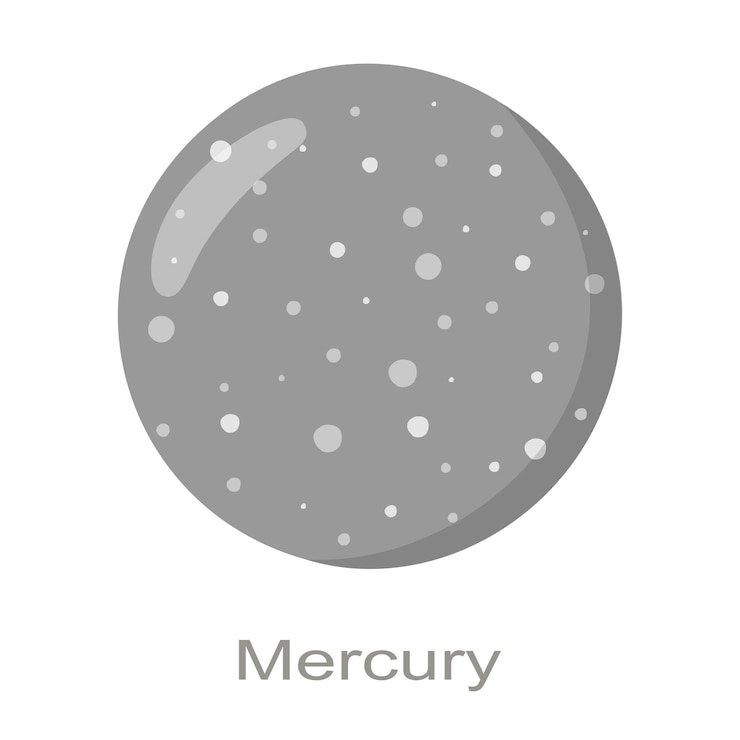 Vecteur icône de la planète mercure avec le nom de la plus petite planète du système solaire