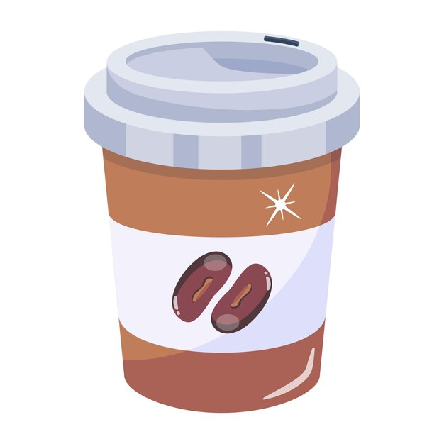 Une icône plate colorée de tasse de café