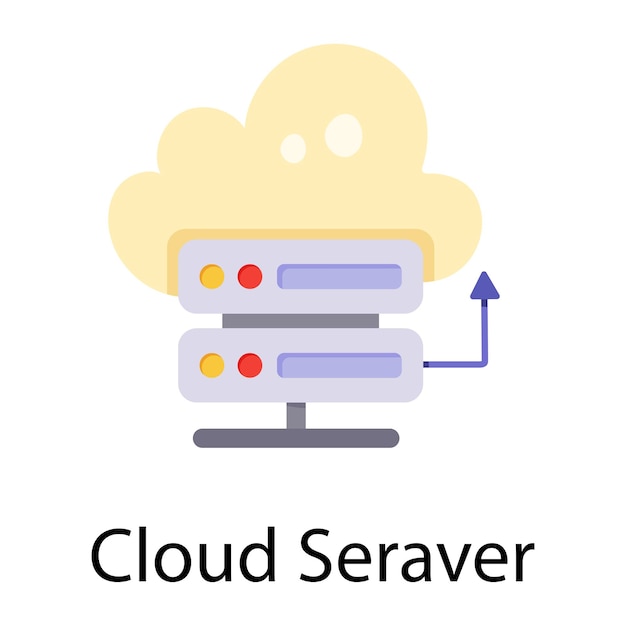 Une icône plate dessinée à la main du serveur cloud