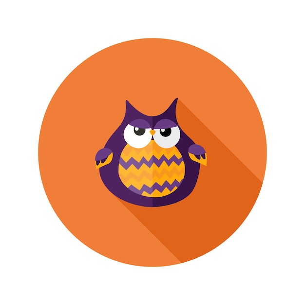 Icône Plate De Hibou D'halloween Sur Orange. Illustration Vectorielle