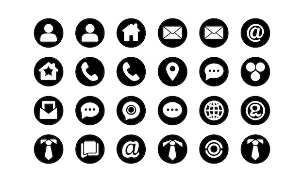 Icône plate Icône d'appel de téléphone Icône de domicile Iconique d'emplacement Icône Web Icône sociale Icône commerciale