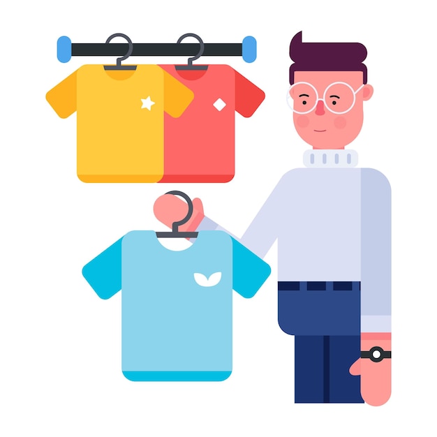 Vecteur icône plate modifiable représentant la vente de chemises