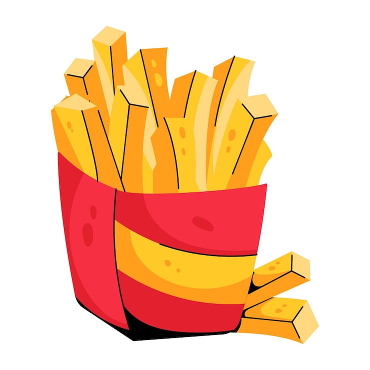 Vecteur icône plate personnalisable de frites