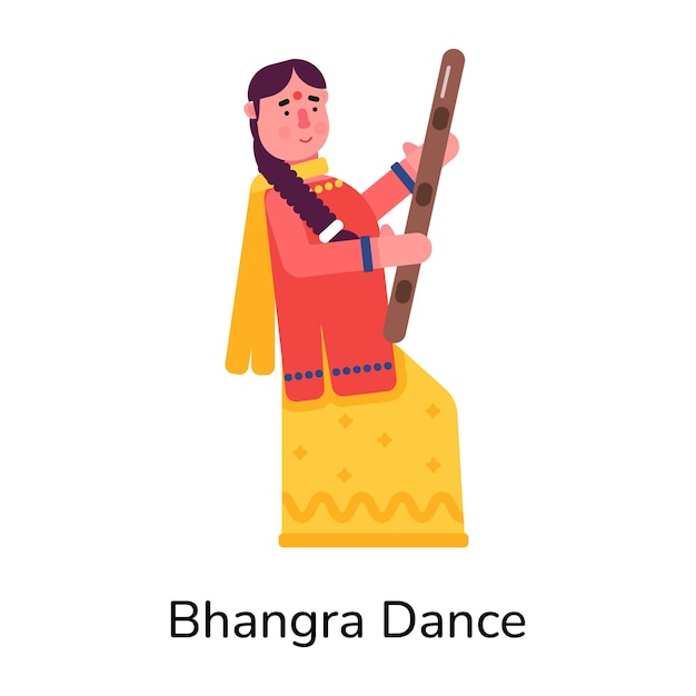 Vecteur icône plate premium montrant la danse du bhangra