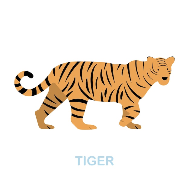 Icône plate de tigre Signe d'élément coloré de la collection d'animaux sauvages Signe d'icône de tigre plat pour l'infographie de conception de sites Web et plus encore